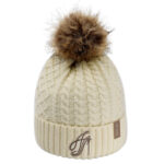 Acrylic / Polyester Satin - Cuff Toque (Faux Fur Pom Pom 12cm, Women’s)