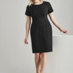 Womens Comfort Wool Stretch Short Sleeve Shift Dress